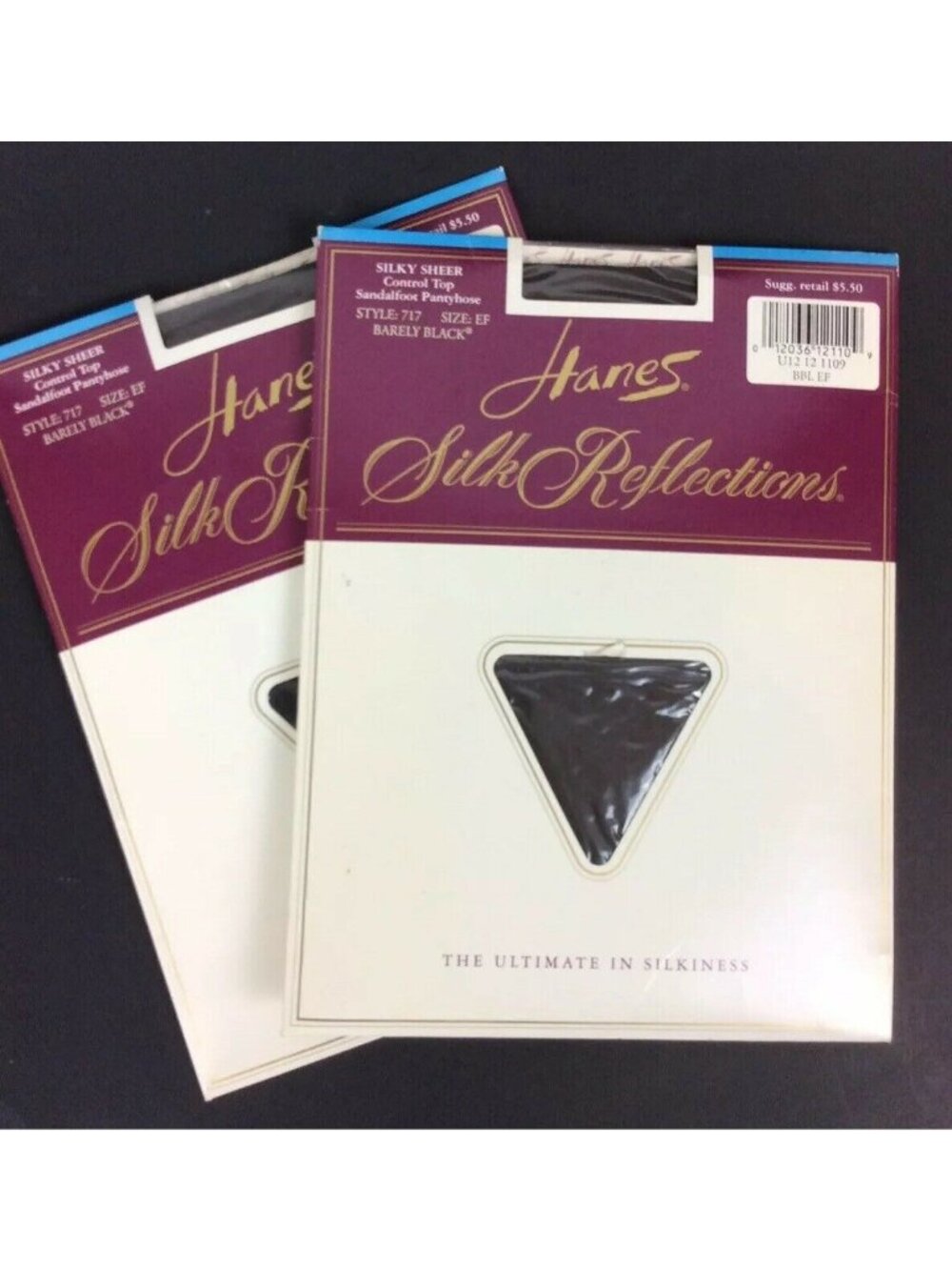 Hanes Silk Reflections Silky Sheer Control Top Pantyhose TWO PAIR EF Black